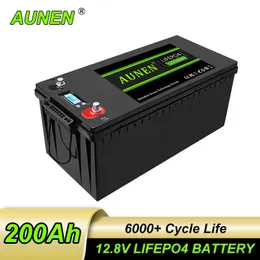 Aunen 12V 200AH LifePO4バッテリーリチウム鉄リン酸バッテリー組み込みBMSソーラーパワーシステムRVハウストローリングモーター