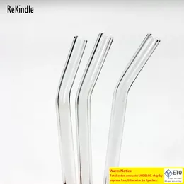 Special Fine Curved Glass Straight Bend Drinking Glass Straws Reusable Ecofriendly With Cleaning Brush For SmoothiesTea Juice