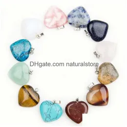 Charms Natural Heart Shape Love Gemstone Stone Mixed Pendants Loose Beads For Bracelets And Necklace Diy Jewelry Drop Delivery Findi Dhyuz