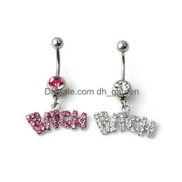 Пупок Bell Button Rings Sier/Pink Sexy Crystal Body Body Piercing Hurgical Belly Ring Jewelry Bar 202 Q2 доставка Dhgarden Dhdda