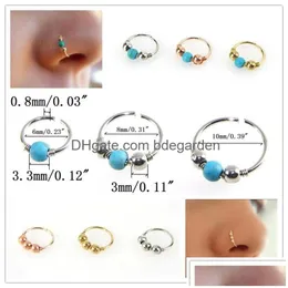 Nose Rings Studs Compact Body Puncture Piercing Turquoise Fashion Accessories Woman Man Stud Jewelry Nostril Hoop 0 55Lq K2 Drop De Dhexw