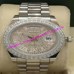 Watch Watch Luxury Mens 18K White Gold Diamond Bezel Watch Watch Diamonds Roman Dial Automatic Fashion Watches Wristwatch304d
