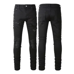 Designerjeans för män Jeans Man Byxor Herr Skinny Rip Denim Biker Star Paint Distress Byxa Brodera Slim Fit Stretch Motorcykel Hip Hop Raka Ben Halloween 20ss