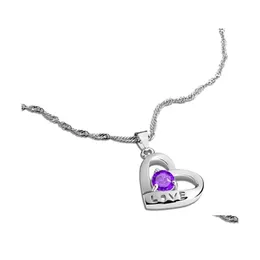 Łańcuchy 925 Sterling Sier Heart Love Wisiant Naszyjnik Kobiety Czerwony cyrkon Charm Lady Biżuter