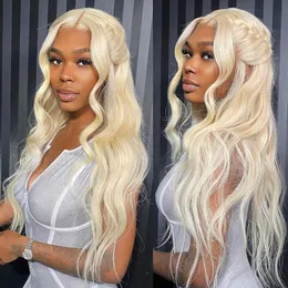 Горячие кружевные парики 613 Фронт -волна тела 30 дюймов для чернокожих женщин Бразильские волосы 13x6 HD прозрачная медовая блондинка Human 221216