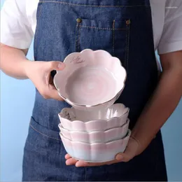 Assiettes série Macaron bol à salade en céramique créatif rose plat de service en porcelaine Extra profonde pour fruits noix assiette de légumes vaisselle
