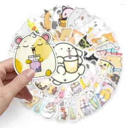 Gift Wrap 50pcs Animals Pet Drink Milk Tea Stickers For Laptop Phone Notebooks Stationery Custom Sticker Aesthetic Scrapbooking Supplies