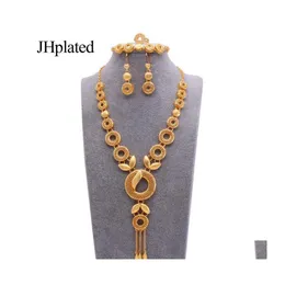 أقراط قلادة دبي 24K أزياء الذهب مجوهرات مجوهرات مجوهرات مطلي بالذهن