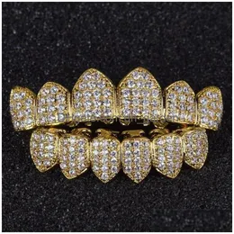 Grillz Dental Grills Luxury Design Diamond Yeats Grillz Gold Vampire Fangs CZ для мужчин женщин верхнее дно с литьевой бар 107 Dhgarden Dhuod