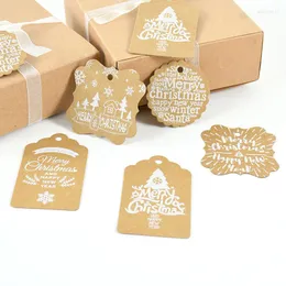 Decorações de Natal 25pcs Tags Merry Tags Presente Cartões de papel Cartões de papel Hanigng Tag Decoration Ano Festa DIY Crafts