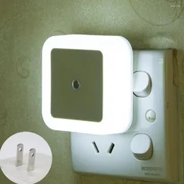 Night Lights Brand LED Light Square Control Induct Plug-in Wall Nights Lamp for Bedroom Corredor Banheiro 110V 220V