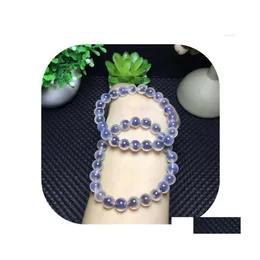 Beaded Strand Blue Sugar Heart Agate Bracelet Energy Crystal Stone Hand Decorative Rare Ore For Healing Drop Delivery Jewelry Bracele Dhjlr