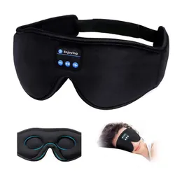 Mode Sleep Eye Mask trådlösa hörlurar Bomull Sova Eye Cover Musikhuvuden med Mic Hands Free For Side Sleepers Gift