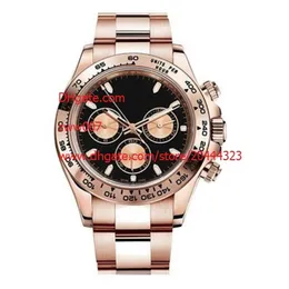 Fábrica de safira fabricante de pulseiras 40mm Gold rosa 116505 Mens de relógios masculinos automáticos sem cronógrafo Black Dial262L