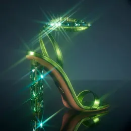Aura Sandals Crystal Shiny Afinestone Инкрустанная ленточная лента