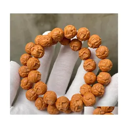 Beaded Hand Carving Unisex Monkey Head Strands Light Bead String Small Walnut Wholesale Evil Monk Arhat Hands Strings Drop Delivery Dh3Ue