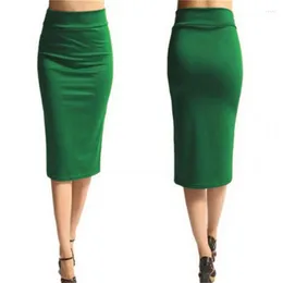 التنانير 2023 Womens Mini Bodycon Skirt Office Women Slim Knee Lene High Penst Stretch Sexy Pencil Jupe Femme