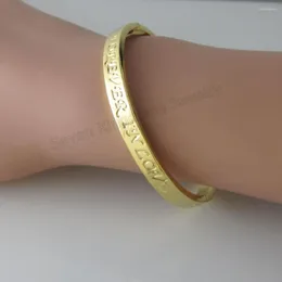 Bangle FOREVER IN LOVE WORD PATTERN - YELLOW GOLD PLATED OPENED SIZE 57 MM 52 2.24" 2" CAN FIT MOST