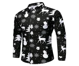 Erkek gömlek 5 renkli Noel gömlek kar taneleri geyik baskılı moda gündelik kıyafetler parti bluz uzun kollu men039s9090458