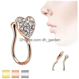 Nose Rings Studs Piercing Ornament Heart Nail Ring Set With Diamond New Style No Hole Three Packages 603 Z2 Drop Delivery J Dhgarden Dhuvq