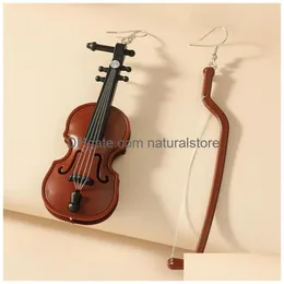 Dingle ljuskrona roliga örhängen akrylblad orange violin ljus bb dryck hänge örhänge för kvinnor barn gåva smycken grossist dr dhaym