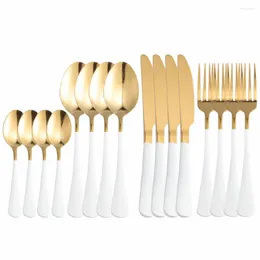 Set di stoviglie coltello forchetta cucchiaio cucchiaino set di posate argenteria da cucina 16 pezzi oro acciaio inossidabile nero