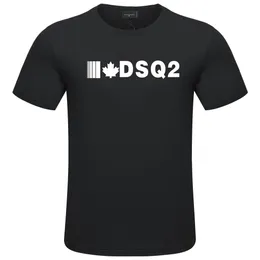 DSQ2 bomull twill tyg herr t-shirt kortärmad sommar personligt mode helt bomull casual tryck halv ärm
