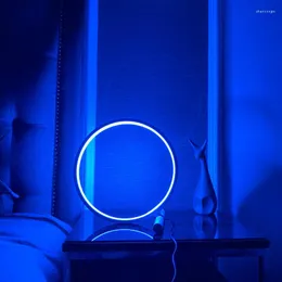 Tischlampen moderne RGB Symphonie Leselampe LED Desktop Dekoration Atmosph￤re mit Fernbedienung Dimm -Schlafzimmer Bett