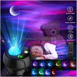 Dekorativa föremål Figurer Nya Aurora Star Light Projector Led Night Neba Moon Lamp Northern Lights For Bedroom Decoration Kids 282V