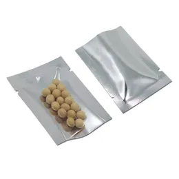 5*7 cm Mini Silber Open Top -Tasche Mylar Folie Vakuum -Lebensmittelpackung Beutel Aluminiumfolie Heizung Dichtbarer Verpackungsbeutel für Kaffeepulver 500pcs/Los