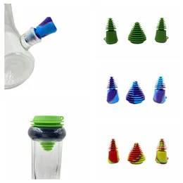 3In1 Pipa ad acqua colorata Bong Fumatori Kit tappo in silicone Impianti petroliferi Paglia Pulizia Sigillo Titolare Sigaretta Narghilè Filtro Tappo di copertura della bottiglia di vetro Anello di chiusura portatile DHL