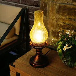 Lampy stołowe Vintage Lampa naftowa przemysł Lampka Lampka E27 LED Loft Retro biurko do dekoracji przyłóżka do domu