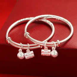 B￤sta ￶nskningar Baby Bangles Allerigc Free 999 Sterling Silver Bells Lock Armband Bangle For Baby Little Kids Nice Birthday Present