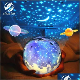 Objetos decorativos Figuras da estrela Night Light Sky Magic Moon Planet Lamp Cosmos Universo Luminaria Baby Nursery para Birt Dhoae