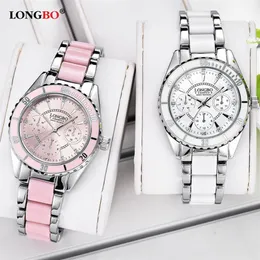 Yeni Moda Üç Göz Seramik Çelik Band bayanlar Watch Water Geçirmez Moda Saat Luminous Quartz Watch267o
