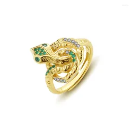 Klusterringar orm justerbar för kvinnor 925 silver 18k guld kvinnlig ring zirkon inlagd smycken python