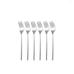 Servis upps￤ttningar 6-stycken bestick set rostfritt st￥l m￥ngf￤rgade treformade gaffel silver rosguld k￶k