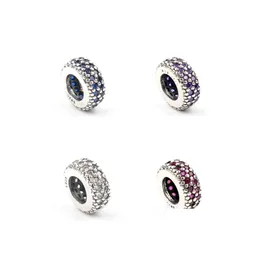 Argento autentico 925 Sterling Sier Spacer Beads Mticolor strass di cristallo Big Hole Loose Fit Charm Bracciali Risultati fai da te Drop De Dhoq1