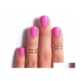 Band Rings Fashion Women Midi Urban Gold Sier Stack Plain Cute Above Knuckle Nail Ring For Girl Christmas Gift Jewelry Drop Delivery Dhcqv