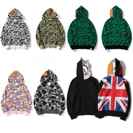 디자이너 상어 남성 지퍼 스웨트 셔츠 후드 코트 따뜻한 재킷 큰 ABC Felpa Camo Sudadera 후드 COA 크기 M-XXXL