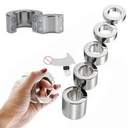 Beauty Items Magnetic Lock Metal Scrotum Pendant Ball Stretcher Testis Weight Cock Ring Penis Exercise Restraint 4 Size sexy Toys for Men