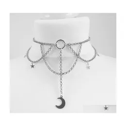 Chokers Choker punkowy łańcuch Crescent Moon i gwiazdy Naszyjnik czarownicy