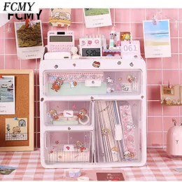 Ins Desktop Storage Box Drawer Shelf Container Rack Holder Organizer Cosmetic Stationery Kawaii Desk 2022