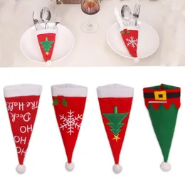 Dinnerware Define árvore de natal árvore de neve de neve de elfas de tabela de tabela bolsa de talheres recicláveis ​​de talheres de talheres de talheres de palha