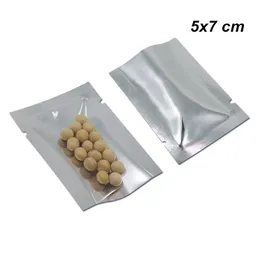 5x7cm 500pcs лот открытый верх алюминиевые мешки с фольгой с тепловой уплотнением вакуумный пакет пакет для специй спереди прозрачный Mylar Foil Foil Food Хранение упаковочное пакет