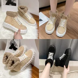 Top Boots Rimocy Winter Lace-up Warm Snow Women Faux Suede Thick Bottom Cotton Padded Shoes Woman Casual Plush Platform Ankle 221213