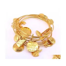 Bangle 5Pcs Gold Color Bracelet Set Adjustable Wire Cuff Bracelets For Women Fashion Jewelry Charm Bangles Gift C042 Drop Delivery Dhffk
