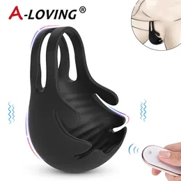 Itens de beleza Testicle Massager Vibrator Penis Ring for Men Casta Cinturidade Masturbadora Ejaculação Ejaculação Cockring Toys sexy vibrando