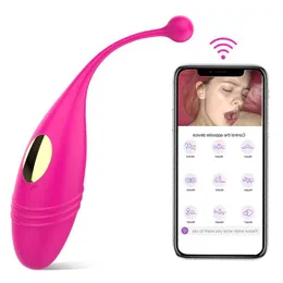 Artículos de belleza Silicona Jump Egg Aplicación inalámbrica Control remoto Vibrador femenino Estimulador del clítoris Vaginal G-spot Masajeador juguete sexy para mujeres