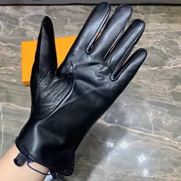 Women's luxury leather gloves Designer sheepskin fur cycling warm waterproof riding plus velvet thermal fitness motorcycle